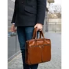 Solier SL01 Férfi cserzett bőr laptoptáska - vintage barna