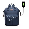 KONO Polka Pelenkázó táska USB csatlkozóval- pöttyös sötétkék
