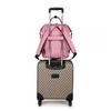 Kép 4/8 - KONO baba-mama pöttyös modern hátitáska-pink-3