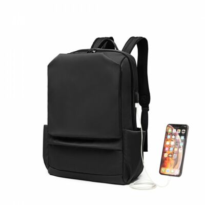 KONO UNISEX vízálló hátizsák USB töltőporttal - fekete