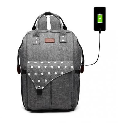 KONO Polka Pelenkázó táska USB csatlkozóval- pöttyös szürke