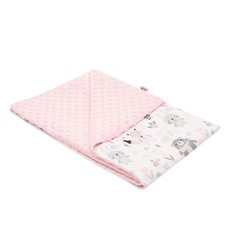 Gyerekpléd Minky Maci rózsaszín 80x102 cm