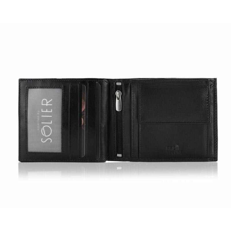 Elegáns SOLIER SW29 RFID bőr pénztárca fekete