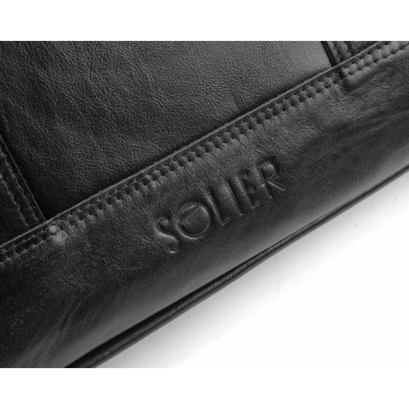 Elegáns Solier SL02 férfi bőr laptoptáska - fekete
