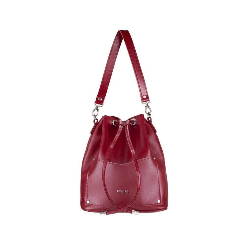 Solier FL19 elegáns női bőr oldaltáska- burgundy