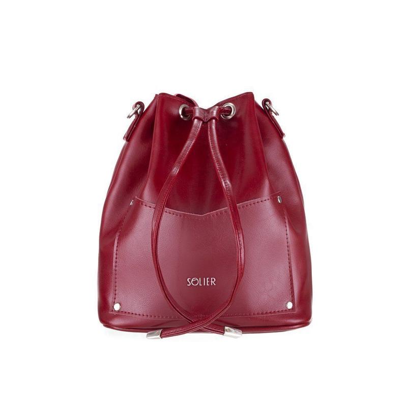 Solier FL19 elegáns női bőr oldaltáska- burgundy