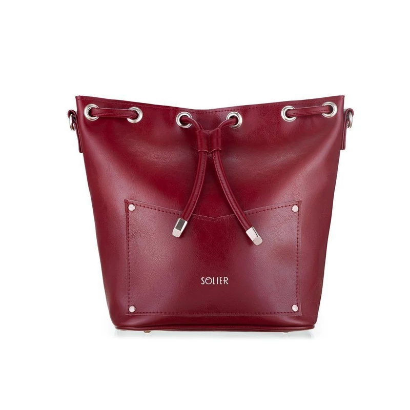 Solier FL19 elegáns női bőr oldaltáska- burgundy