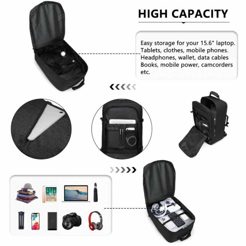 Kono könnyű utazó üzleti hátizsák fekete L-méret-5