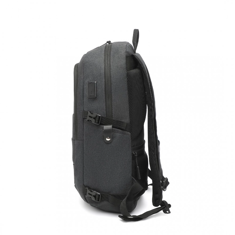 Kono többrekeszes vízálló hátizsák USB töltőporttal - fekete-02