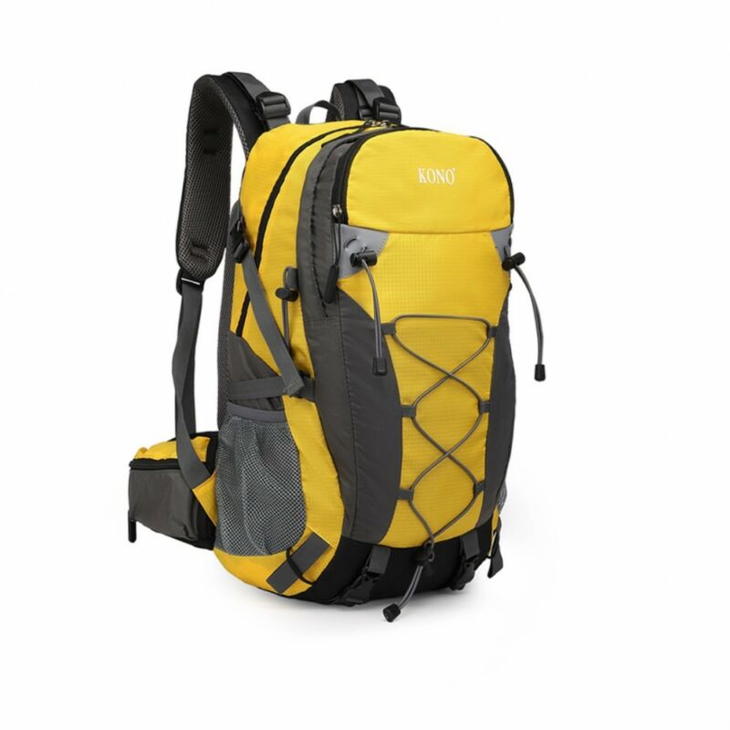 KONO multifunkcionális kültéri túra hátizsák esővédővel - sárga