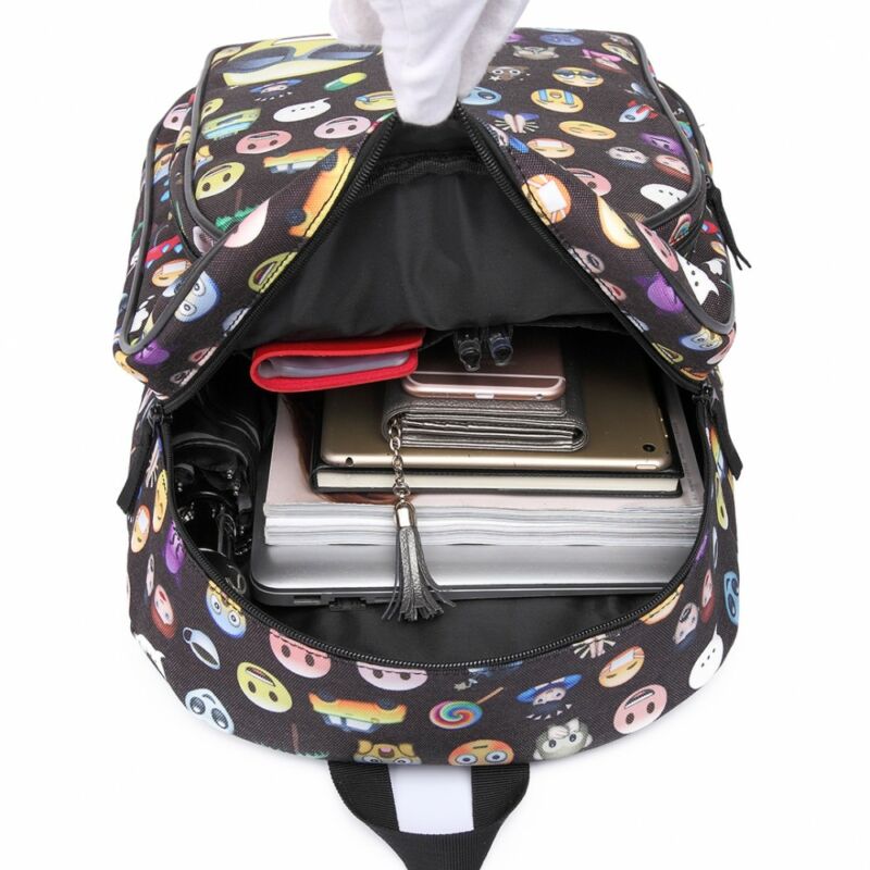 Emoji E6629 hátizsák tolltartóval és pénztárcával-fekete