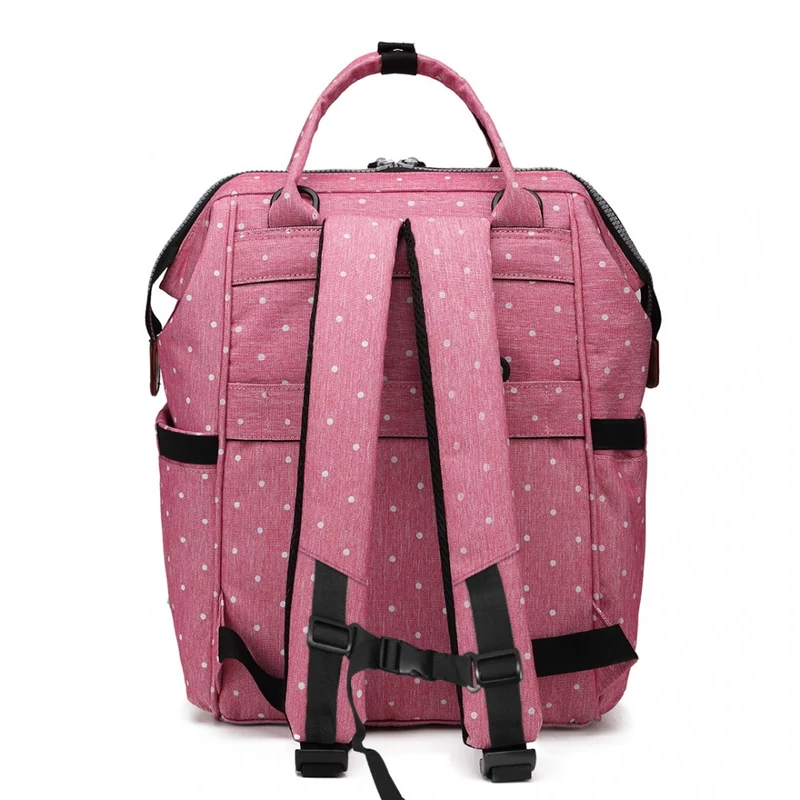 KONO baba-mama pöttyös modern hátitáska-pink-2