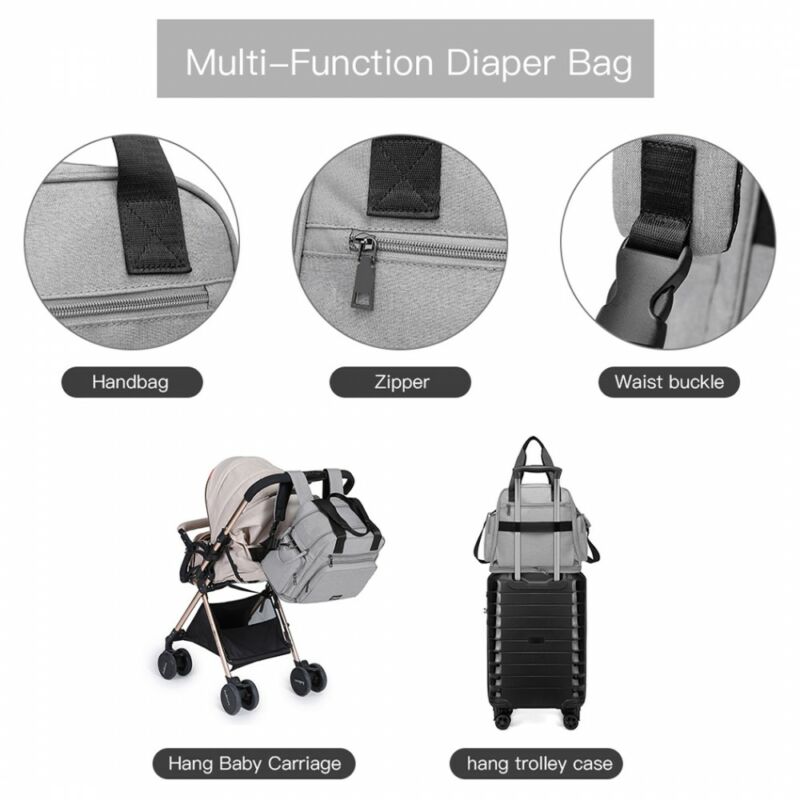 Multifunkcionális baba-utazó táska - szürke